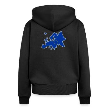 Europa - Frauen Premium Bio Zip Hoodie - Schwarz - Hinten - Julia (174cm)