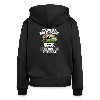 Wohnmobil Reisemobil Wohnwagen Caravan - Frauen Premium Bio Zip Hoodie - Schwarz - Hinten - Julia (174cm)