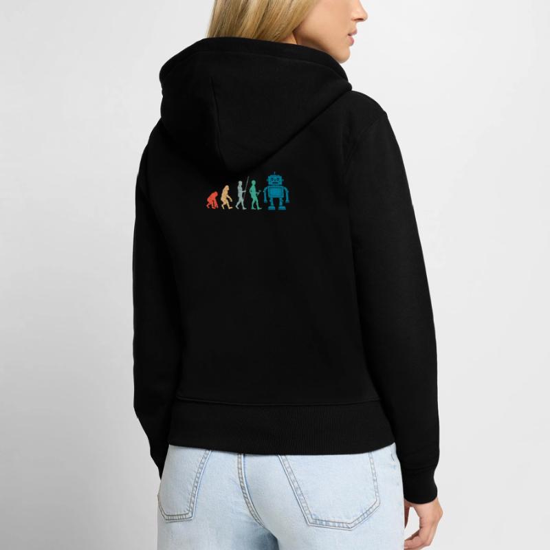 Retro robot evolution Women's Premium Organic Zip Hoodie