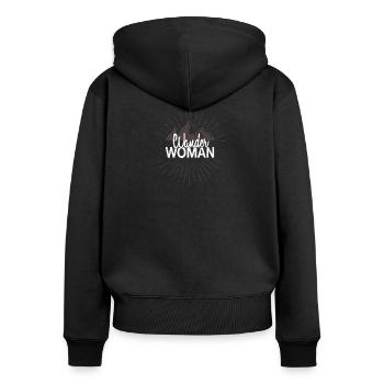 Wander femme escalade alpinisme randonnée - Sweat à capuche zippé Premium bio Femme - noir - Dos - Julia (174cm)