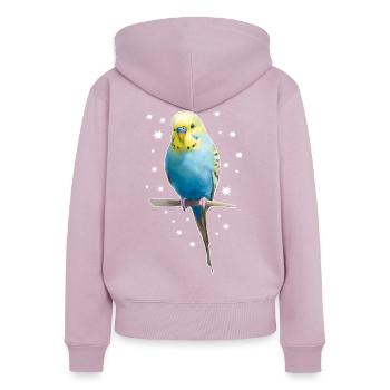 Budgie Stars - Women's Premium Organic Zip Hoodie - dusky pink - Back - Julia (174cm)