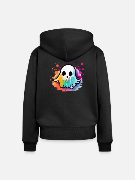 Geist bunt - Frauen Premium Bio Zip Hoodie - Schwarz
