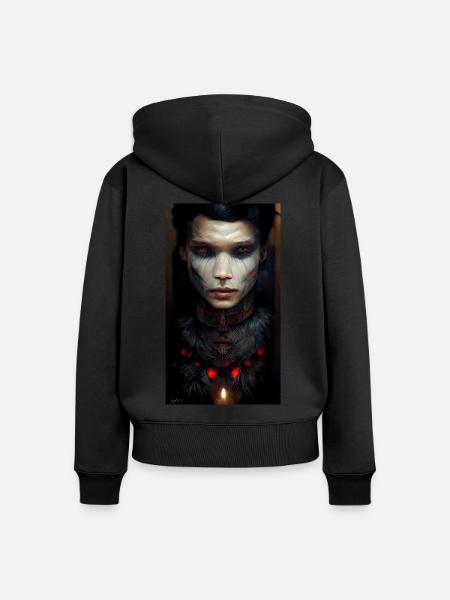 Roter Krieger - Frauen Premium Bio Zip Hoodie - Schwarz