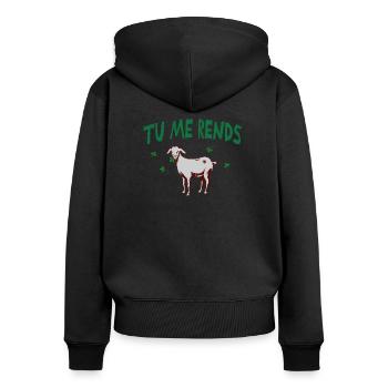 Tu me rends chèvre. - Sweat à capuche zippé Premium bio Femme - noir - Dos - Julia (174cm)