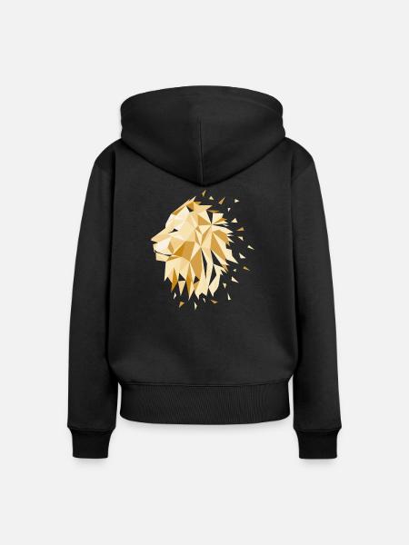 Löwe - Frauen Premium Bio Zip Hoodie - Schwarz