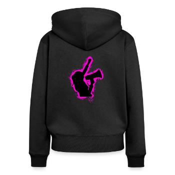 Protestant hand pink and black outline - Women's Premium Organic Zip Hoodie - black - Back - Julia (174cm)