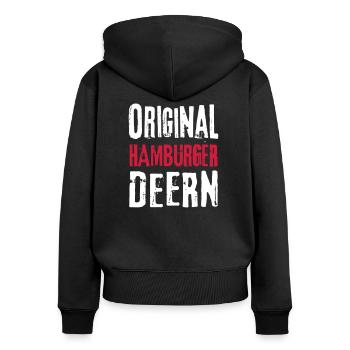 Hamburgerin Hamburg Hamburger Deern Frau Geschenk - Frauen Premium Bio Zip Hoodie - Schwarz - Hinten - Julia (174cm)
