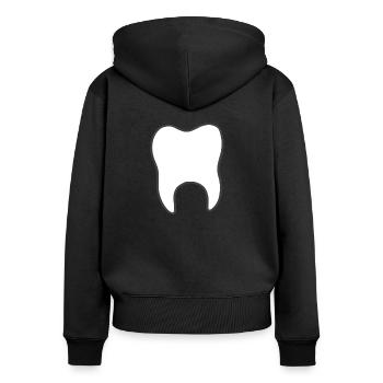 Zahn - Frauen Premium Bio Zip Hoodie - Schwarz - Hinten - Julia (174cm)