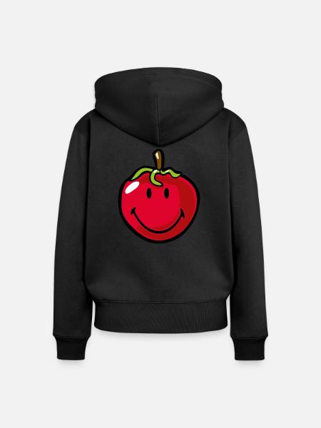 Smiley Tomato - Frauen Premium Bio Zip Hoodie - Schwarz