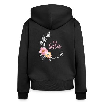 Fleur Vine Grande Sœur - Sweat à capuche zippé Premium bio Femme - noir - Dos - Julia (174cm)