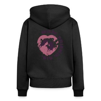 Mama, Freundin, Schwester - Frauen Premium Bio Zip Hoodie - Schwarz - Hinten - Julia (174cm)