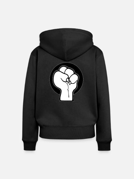 pawer - Frauen Premium Bio Zip Hoodie - Schwarz