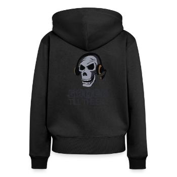 Crâne de gamer - Sweat à capuche zippé Premium bio Femme - noir - Dos - Julia (174cm)