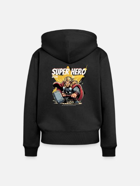Super Hero - Frauen Premium Bio Zip Hoodie - Schwarz