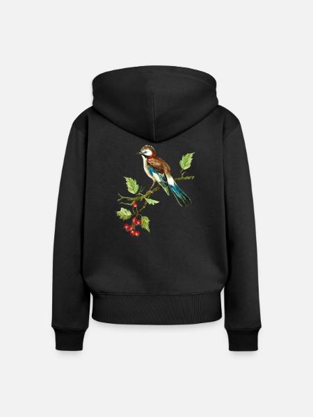 Bunter Vogel - Frauen Premium Bio Zip Hoodie - Schwarz