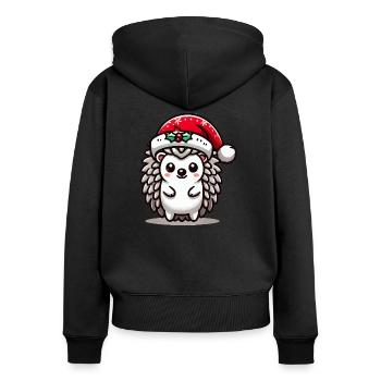 Igel - Frauen Premium Bio Zip Hoodie - Schwarz - Hinten - Julia (174cm)