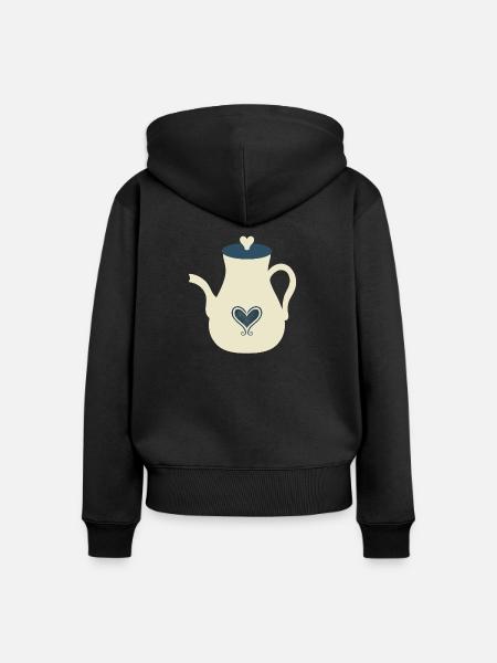 Teekanne - Frauen Premium Bio Zip Hoodie - Schwarz