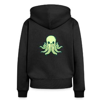 Kawaii Cthulhu - Sweat à capuche zippé Premium bio Femme - noir - Dos - Julia (174cm)