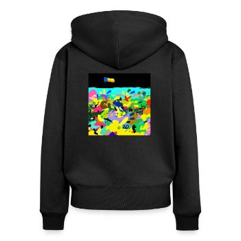 was in ukraine - Women's Premium Organic Zip Hoodie - black - Back - Julia (174cm)