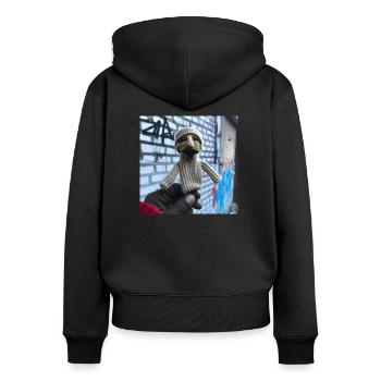 puppet knitted out of wool - Women's Premium Organic Zip Hoodie - black - Back - Julia (174cm)