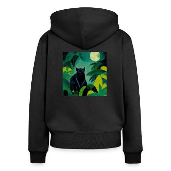 Panther in the jungle by moonlight - Women's Premium Organic Zip Hoodie - black - Back - Julia (174cm)
