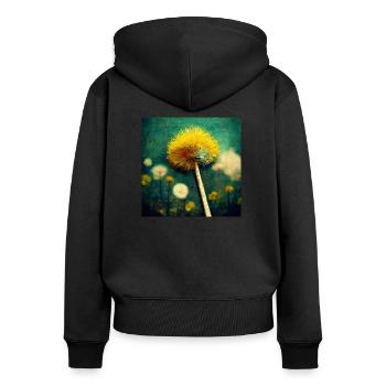 Löwenzahn Bild - Frauen Premium Bio Zip Hoodie - Schwarz - Hinten - Julia (174cm)