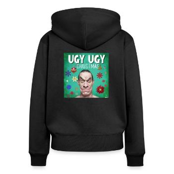 Ugly Christmas - Frauen Premium Bio Zip Hoodie - Schwarz - Hinten - Julia (174cm)