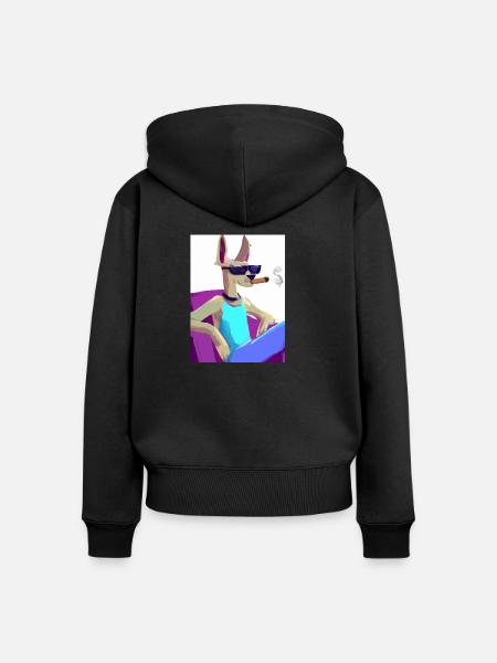 smoking Dog - Frauen Premium Bio Zip Hoodie - Schwarz