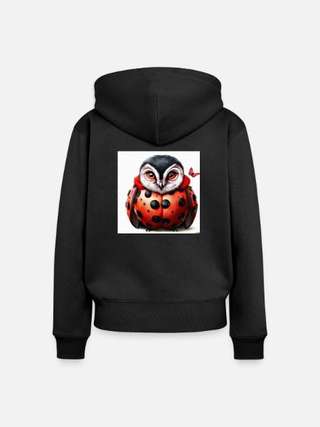 Lady Owl Bug - Frauen Premium Bio Zip Hoodie - Schwarz