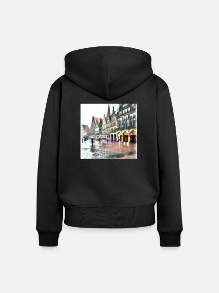 Münster im Regen - Frauen Premium Bio Zip Hoodie - Schwarz