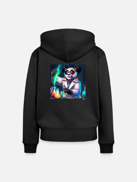 Chemiepanda - Frauen Premium Bio Zip Hoodie - Schwarz