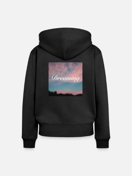 Dreaming between clouds - Frauen Premium Bio Zip Hoodie - Schwarz