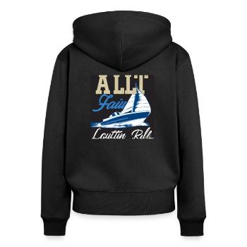 a sailing yacht during a regatta - Frauen Premium Bio Zip Hoodie - Schwarz - Hinten - Julia (174cm)