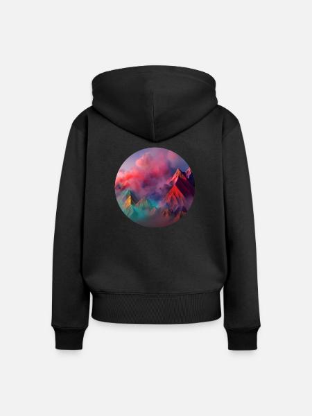 Buntes Gebirge - Frauen Premium Bio Zip Hoodie - Schwarz