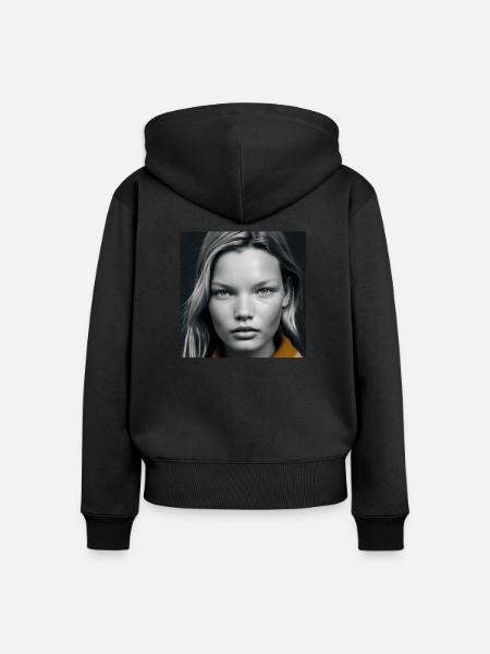 Kate M als Mädchen - Frauen Premium Bio Zip Hoodie - Schwarz