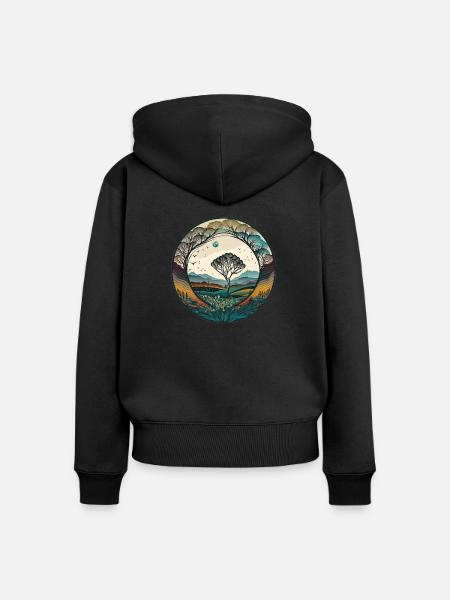 Natürliches Paradies - Frauen Premium Bio Zip Hoodie - Schwarz