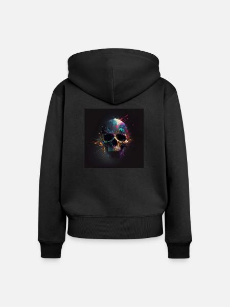 Abstrakter Schädel Nr. 10 - Frauen Premium Bio Zip Hoodie - Schwarz
