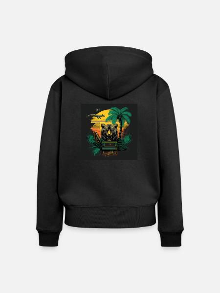 80s retro - Frauen Premium Bio Zip Hoodie - Schwarz