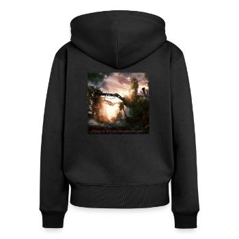 Die Gewalt der Natur - Frauen Premium Bio Zip Hoodie - Schwarz - Hinten - Julia (174cm)