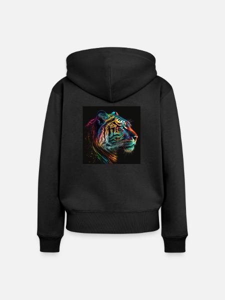 Rainbow Roar - Frauen Premium Bio Zip Hoodie - Schwarz