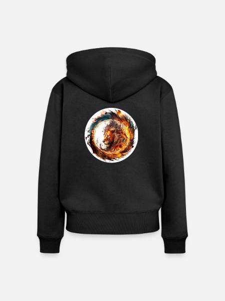 Extravaganter Spreadhirt-Löwe - Frauen Premium Bio Zip Hoodie - Schwarz