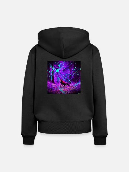Psy Forest - Frauen Premium Bio Zip Hoodie - Schwarz