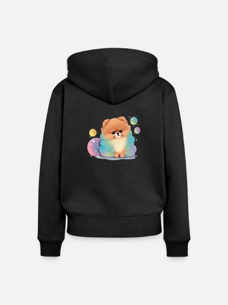 Pomeranian Zwergspitz - Frauen Premium Bio Zip Hoodie - Schwarz