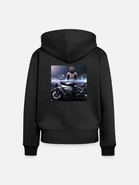 Motorrad digitale Kunst - Frauen Premium Bio Zip Hoodie - Schwarz