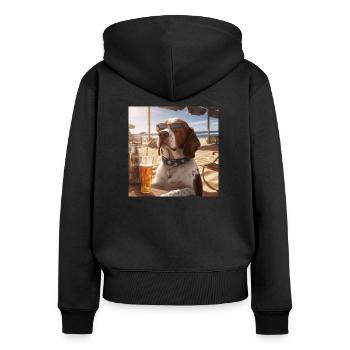 Ready for summer - Frauen Premium Bio Zip Hoodie - Schwarz - Hinten - Julia (174cm)