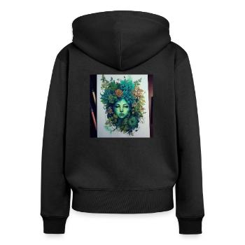 Déesse botanique - Sweat à capuche zippé Premium bio Femme - noir - Dos - Julia (174cm)