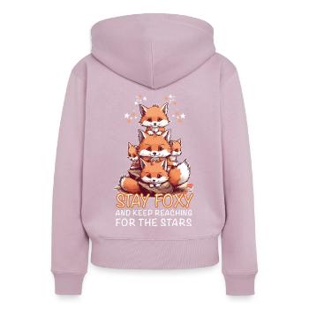 Niedliche Füchse Stay Foxy - Frauen Premium Bio Zip Hoodie - Altrosa - Hinten - Julia (174cm)