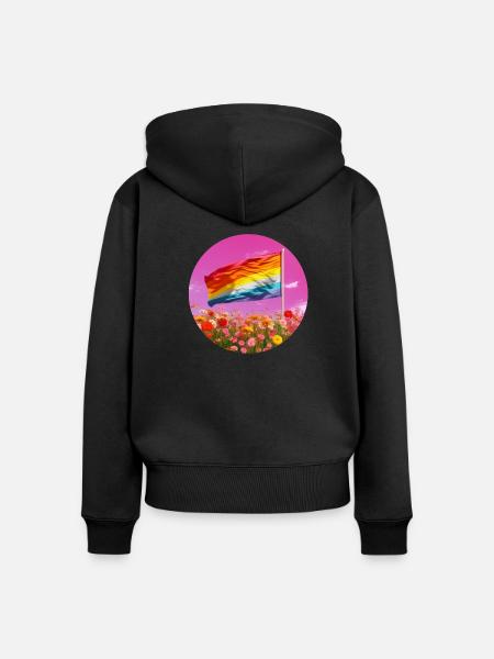 Pride Flagge / Fahne - Frauen Premium Bio Zip Hoodie - Schwarz