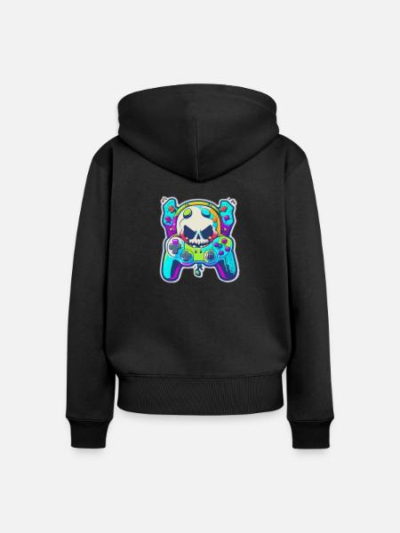 Skullhead Controller - Frauen Premium Bio Zip Hoodie - Schwarz