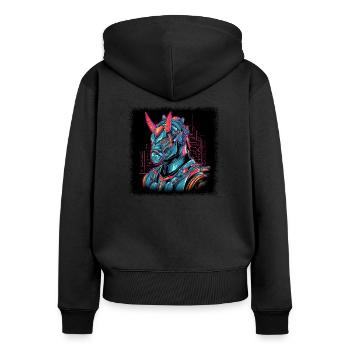 awesome quote gift fun happy jokes present idea - Frauen Premium Bio Zip Hoodie - Schwarz - Hinten - Julia (174cm)